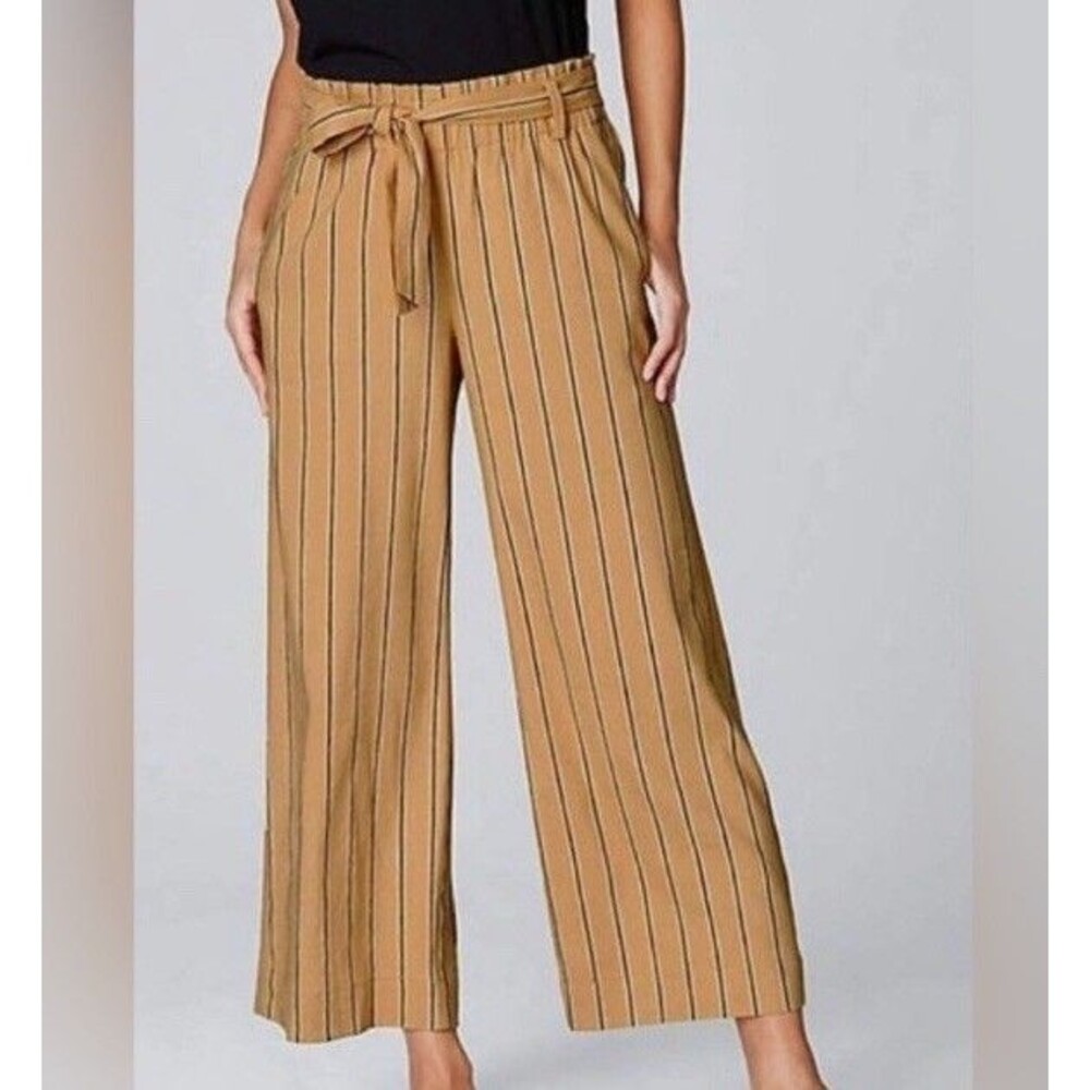 J. Jill Emilie Stretch Paper Bag Cropped Wide Leg Pants Yellow Size Medium